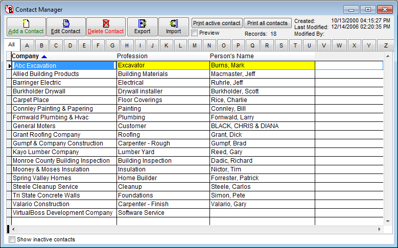 Contact List