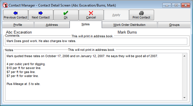 VirtualBoss Contact Notes