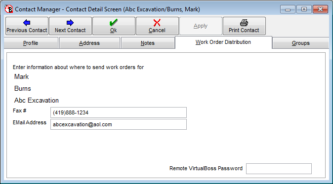 Contact Work Order Distribution