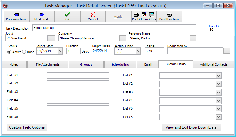 VirtualBoss Custom Task Fields
