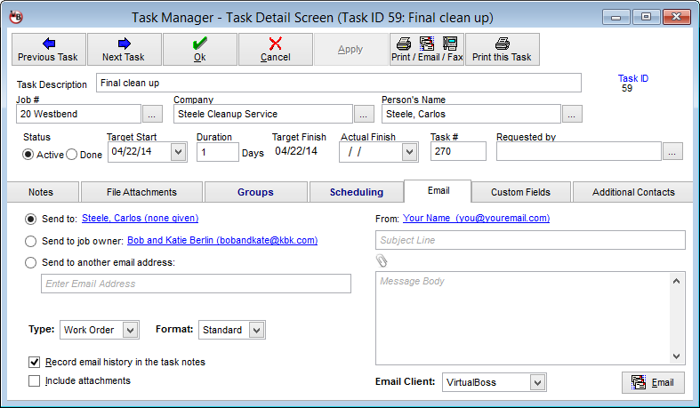 VirtualBoss Email and Fax